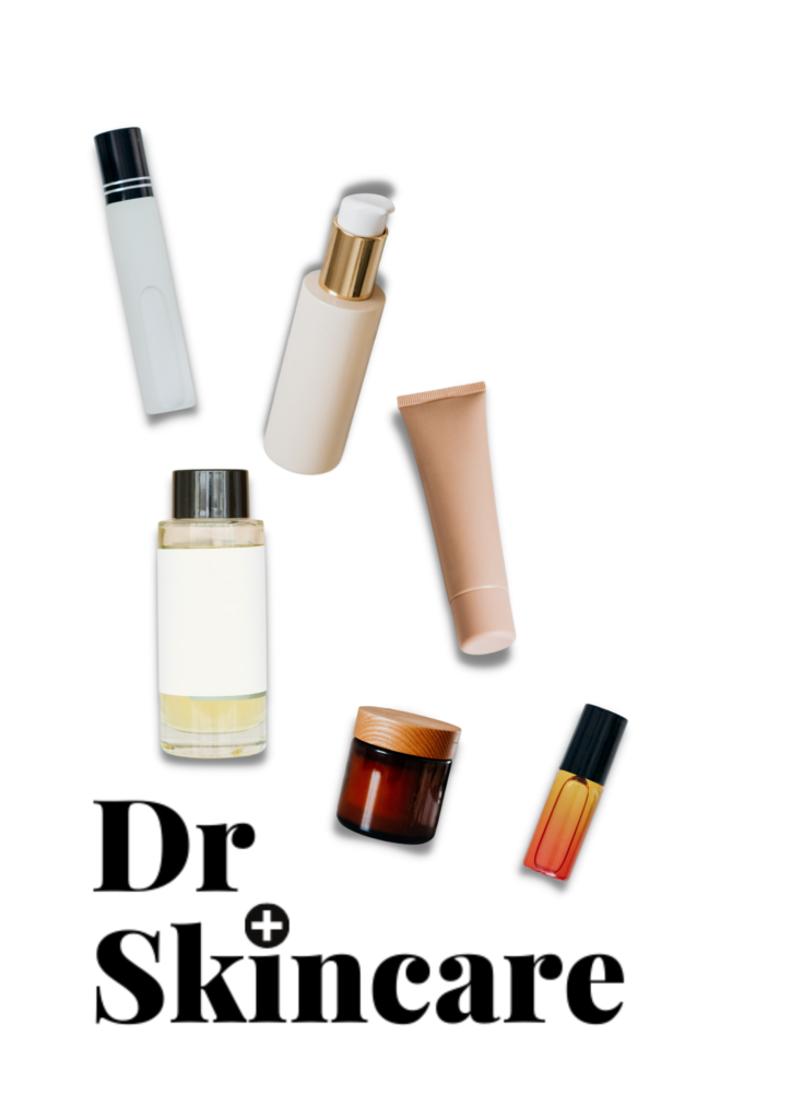 An image of product bottles and text "Dr Skincare"