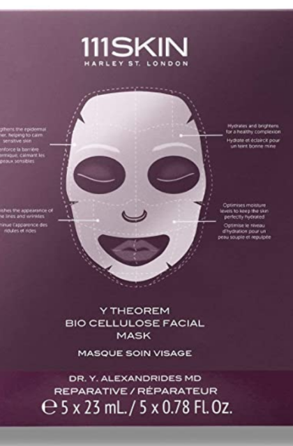A packaging image of 111SKIN Y Theorem Bio Cellulose Facial Mask Sets on a white background