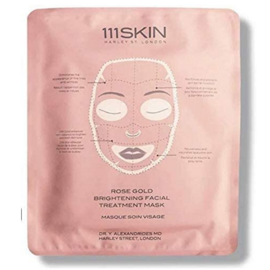 A product image of 111Skin Rose Gold Brightening Facial Mask (1 Mask) on a white background