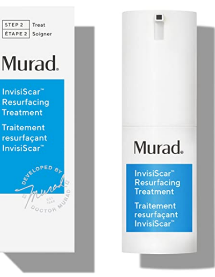 A product and packaging image of Murad Invisiscar Resurfacing Treatment For Lightening Scars and Dark Spots 15ml on a white background