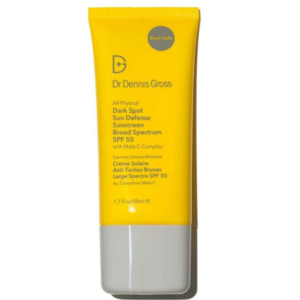 A product image of Dr Dennis Gross Dark Spot Sun Defense Sunscreen SPF 50 on a white background